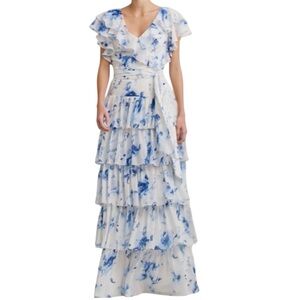 NWT LAUREN RALPH LAUREN Short Sleeve Belted Waist Tiered Ruffle Dress Size 6